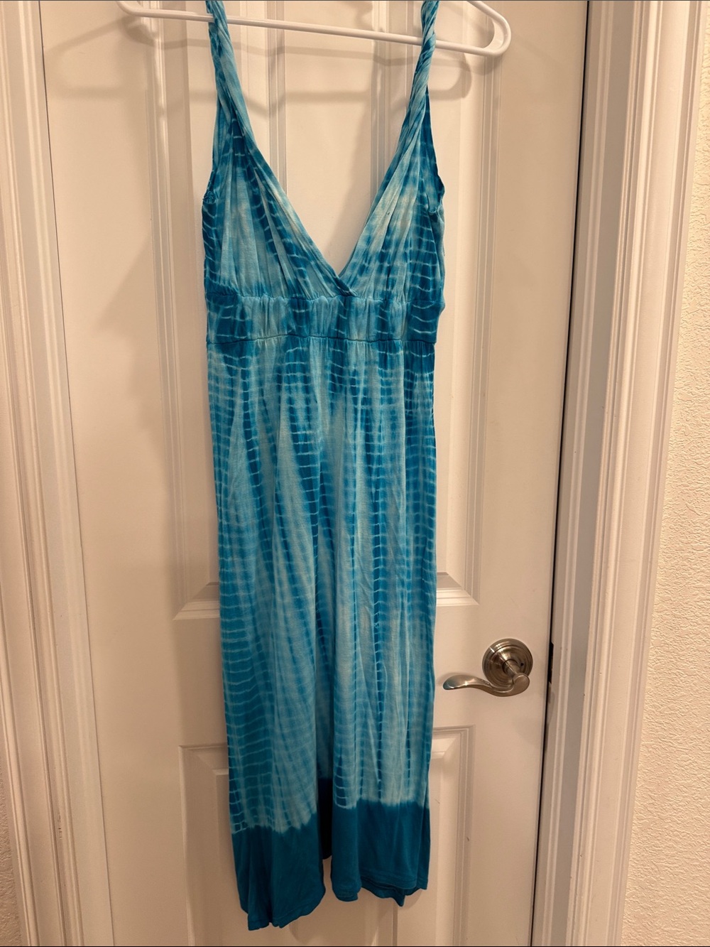 Blue Tie-Dye V-Neck Maxi Sleep Dress/swim cover up. Size S
